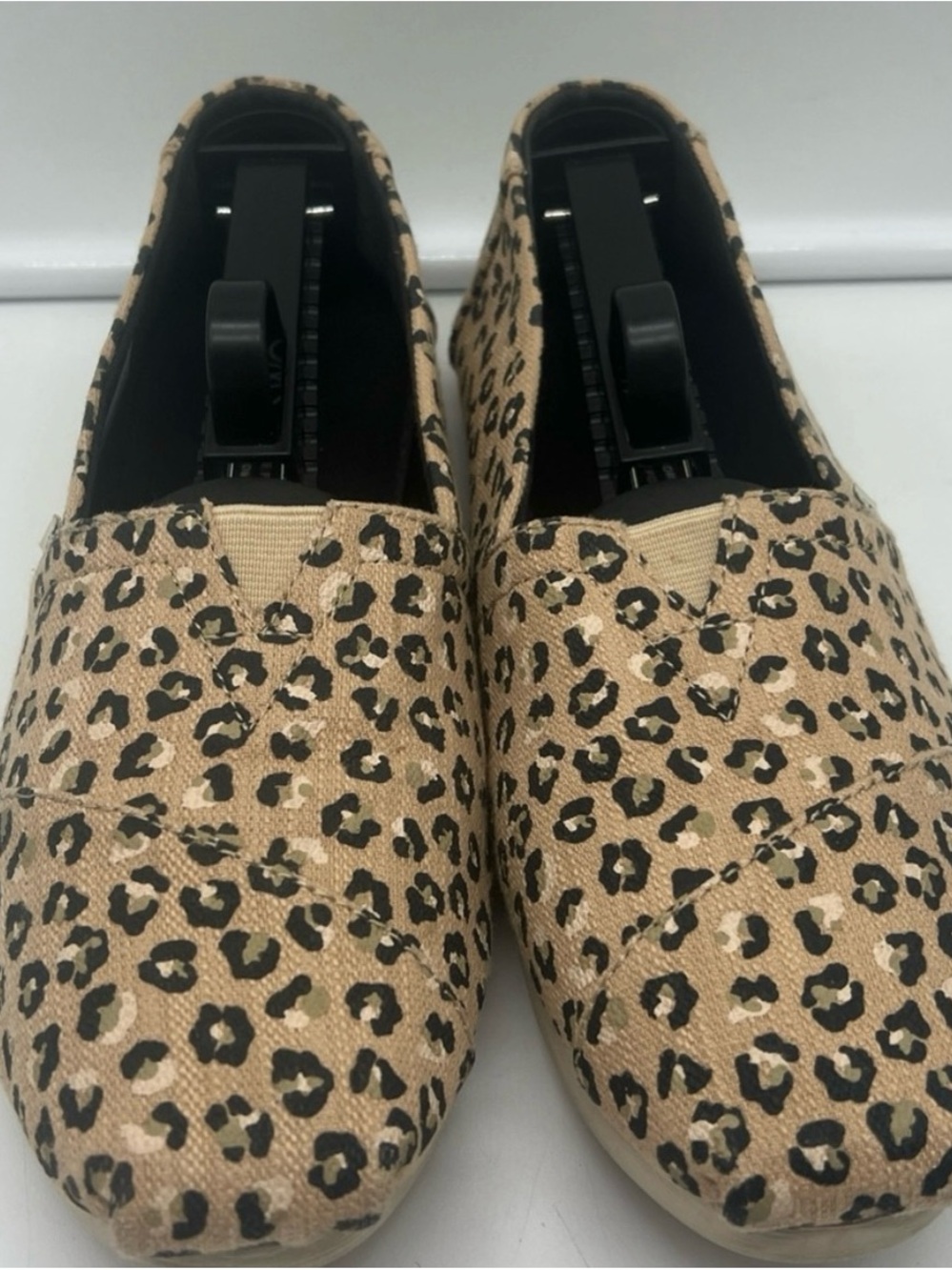 Toms Leopard Print Slip-On Flats - Tan and Black